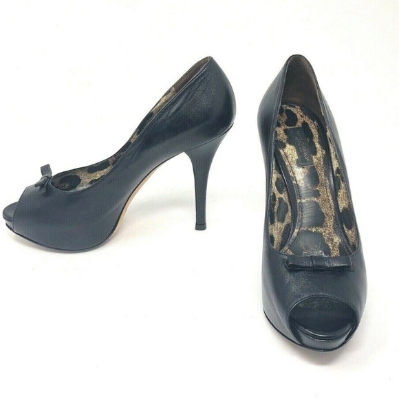 Dolce & Gabbana Heel Leather Pump Bow Black - Picture 1 of 8